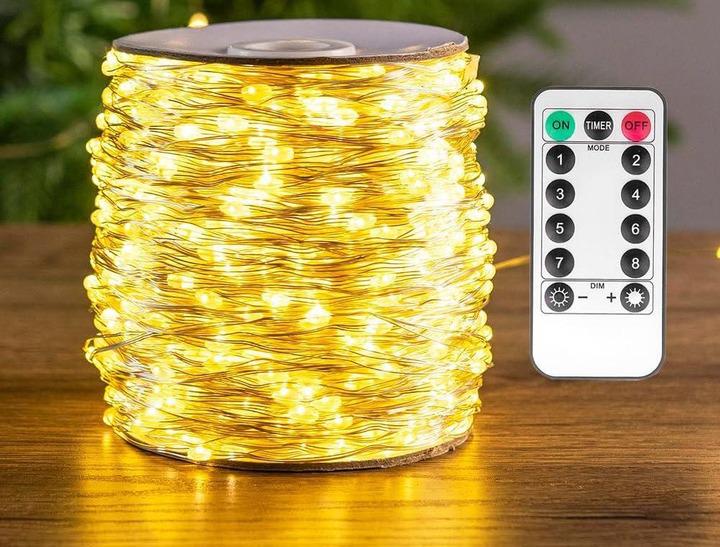 Гирлянда светодиодная Роса белая проволока на пульте 50 м 500 Led Желтый (R33987-4)