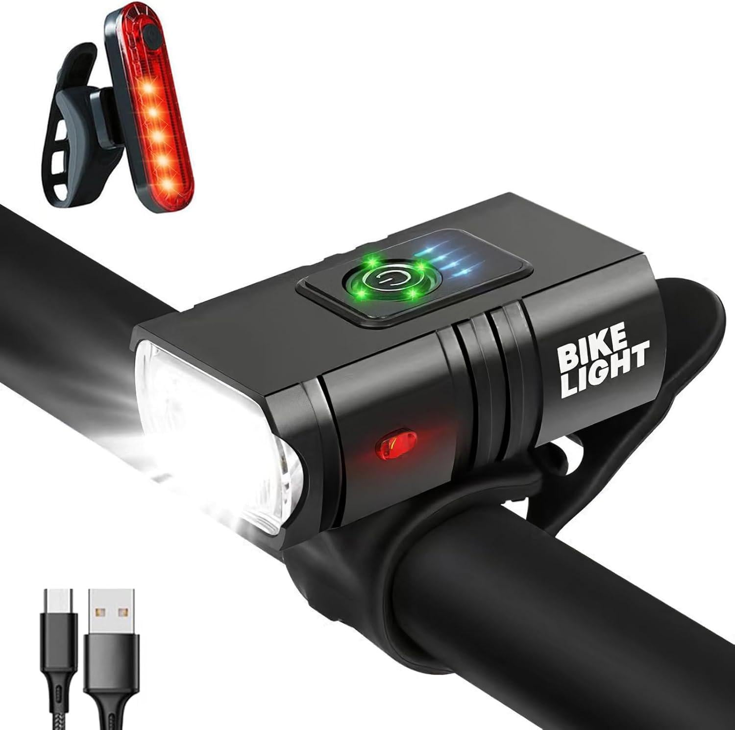 Комплект велосипедних ліхтарів LED USB передній і задній акумуляторні водонепроникні (2836)