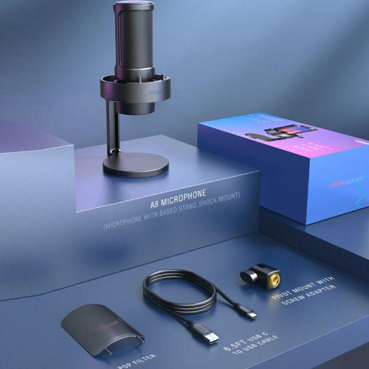 Микрофон Fifine AmpliGame A8 USB с RGB подсветкой и поп фильтром - фото 4