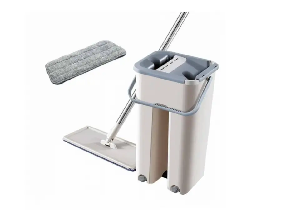 Швабра с ведром Scratch Cleaning Easy Mop с автоматическим отжимом и складной ручкой Светло-бежевый (1752976075)