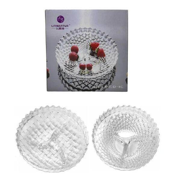 Блюдо-менажница стеклянная для фруктов Helios D-8ABCD Шайн микс 224 мм