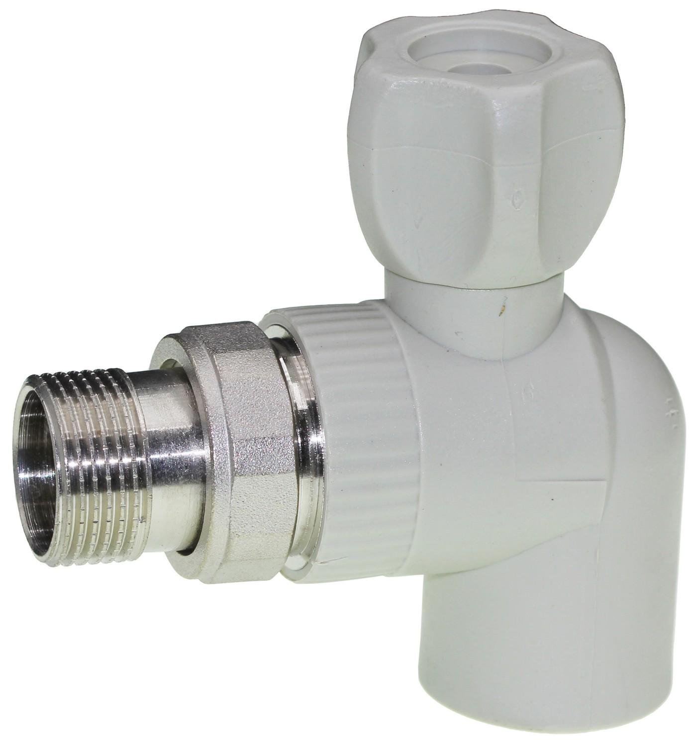 Кран радиаторный угловой PPR Grandi с наружной резьбой d 25 мм 3/4" (GR050)