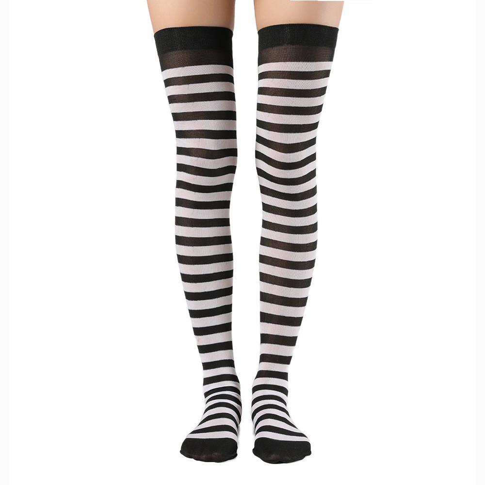 Чулки полосатые капроновые One size Черный с белым (K3-29-1762-ЧБ)