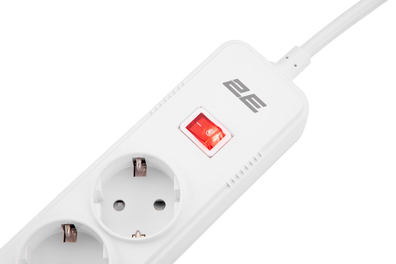 Подовжувач мережевий 2E 5XSchuko 3хUSB-A 5 розеток 2 м Білий (iz15665) - фото 4