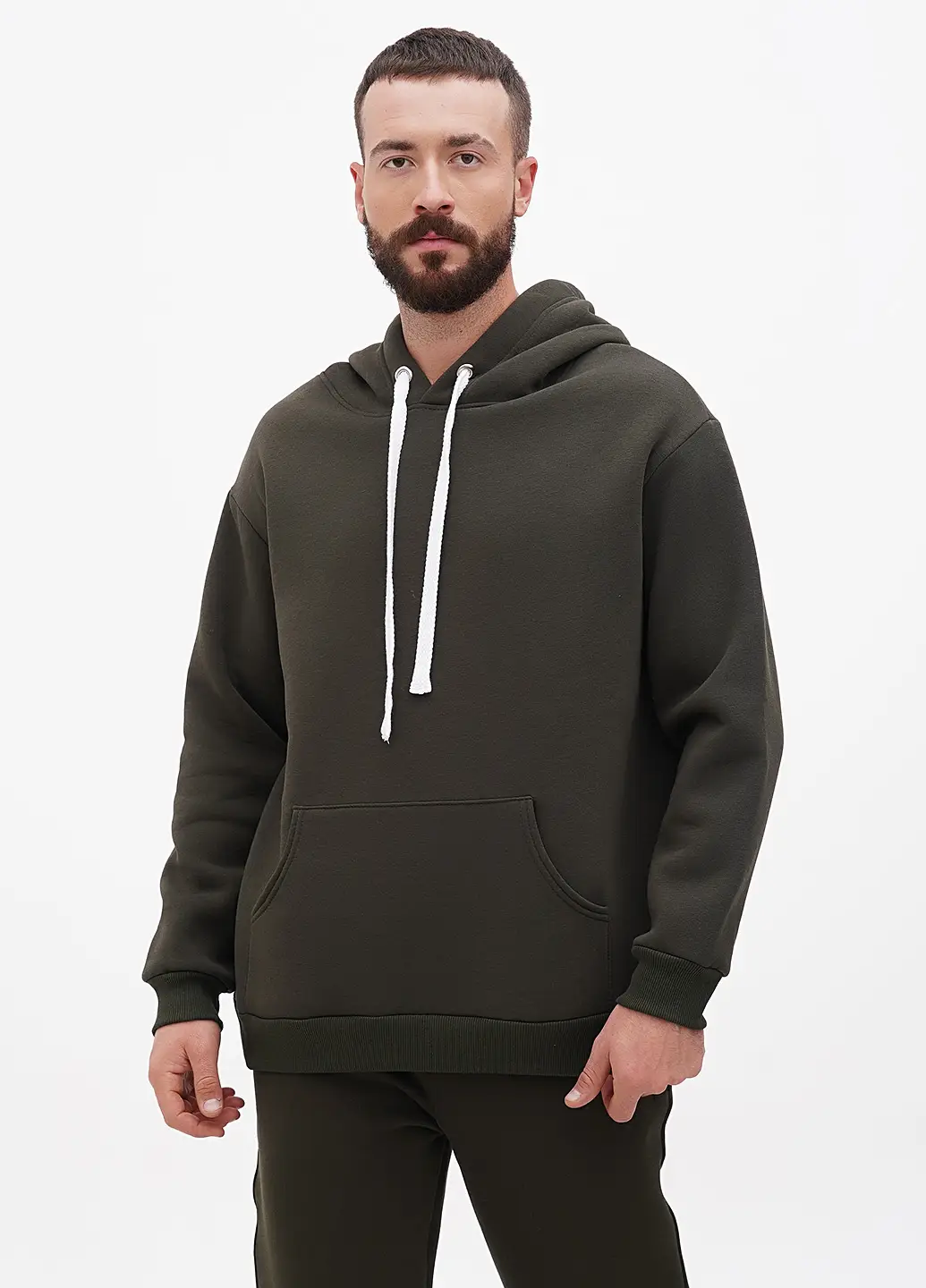 Худі чоловіча Hibrand тепла подовжена one size 02 Хакі (58-71-54787775)