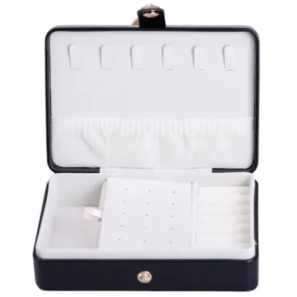 Ящик-органайзер для украшений на кнопке 16х11х4,7 см Черный