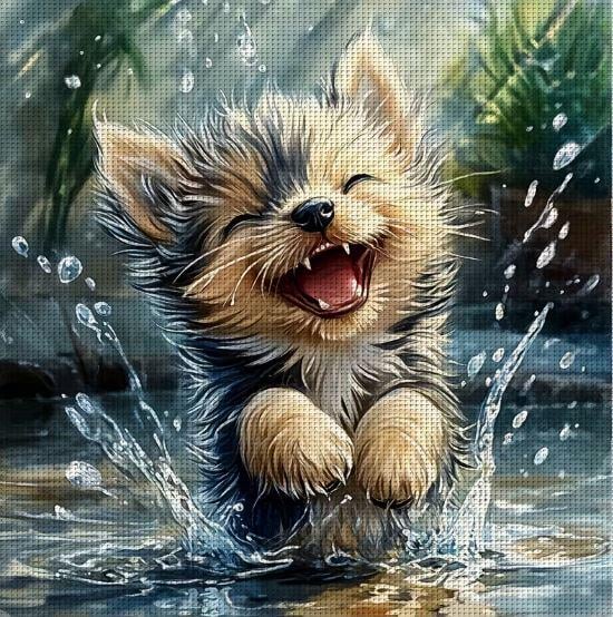 Набор для вышивки крестом Брызги счастья 14CT канва Аида с нанесенным рисунком 30x30 см (2865365298)