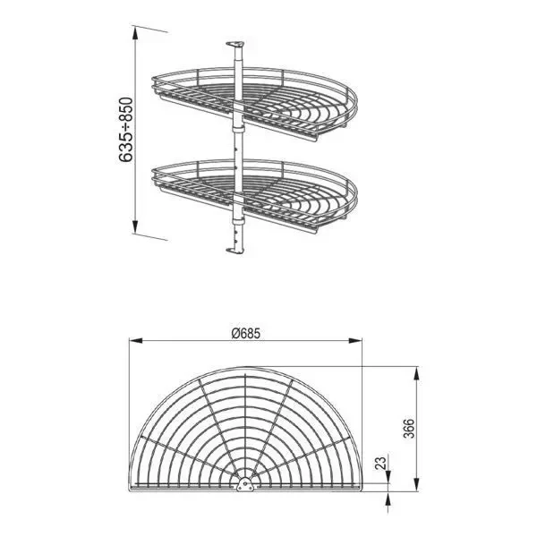 Карусель для кухни Rejs 1/2 ø 690 мм Белый (WE08.0102.01.003) - фото 5