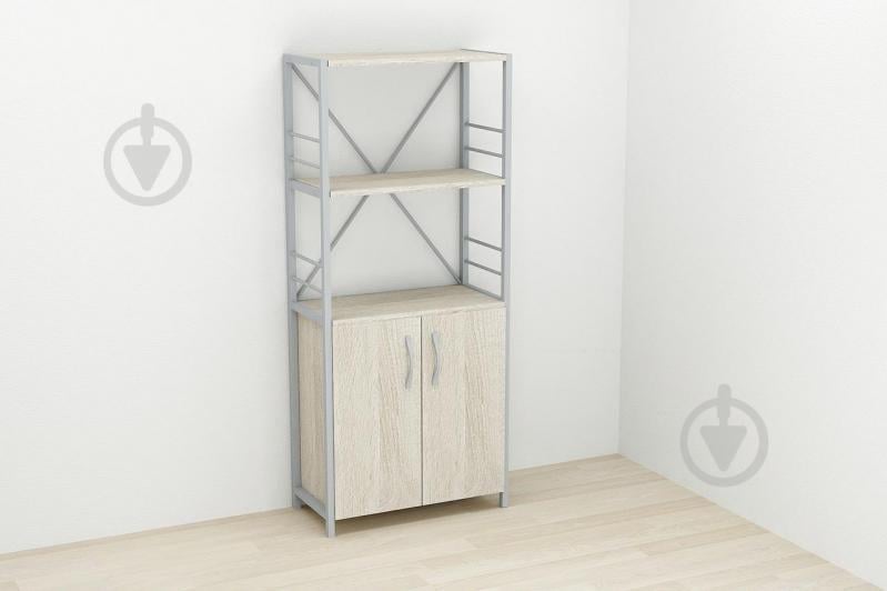 Этажерка 3/60 Ferrum-decor Серии Конект с тумбой  144x60x28 Серый ДСП Сонома (FD1038)