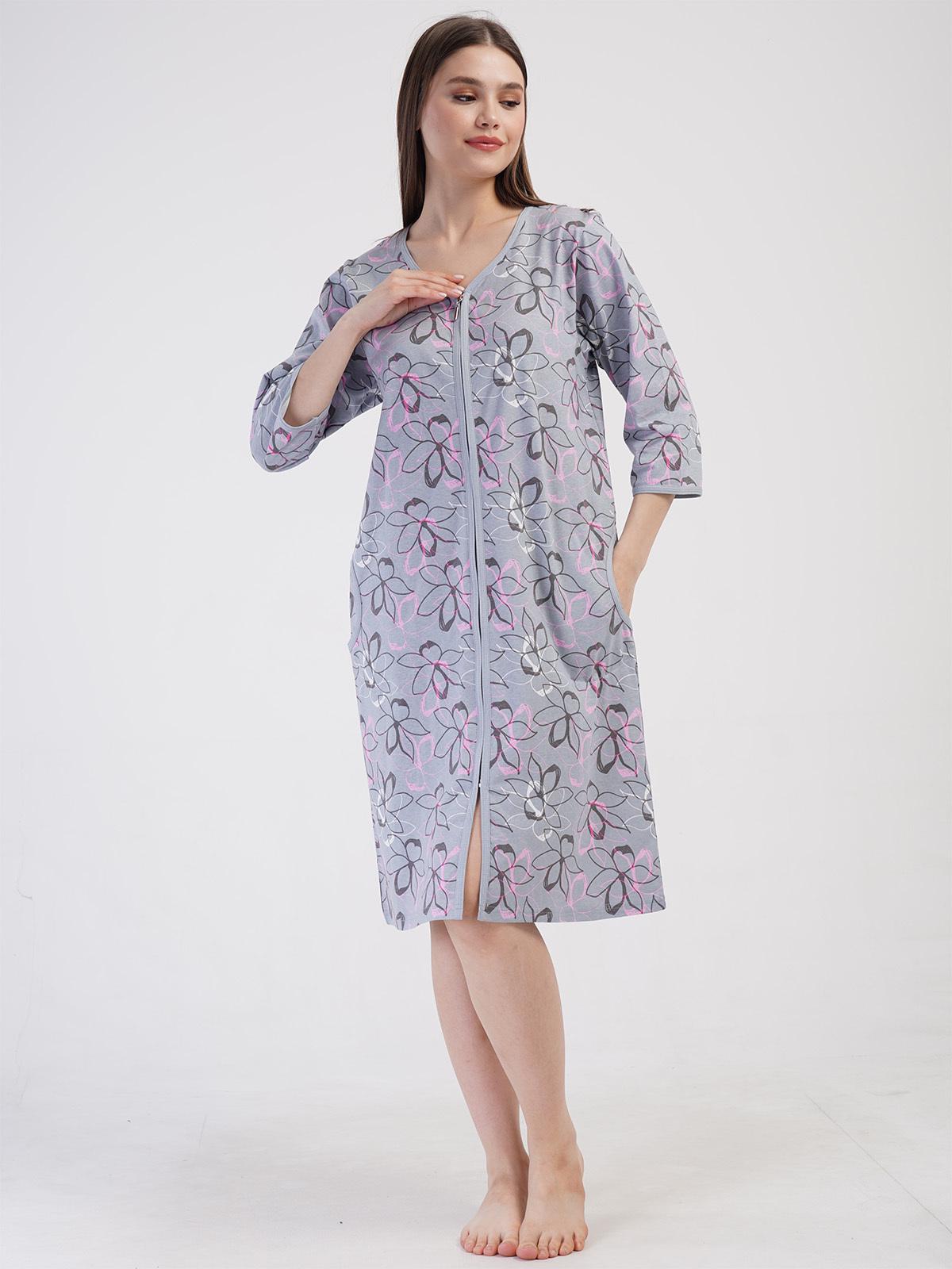 Халат бавовняний на блискавці рукав 3/4 батальний