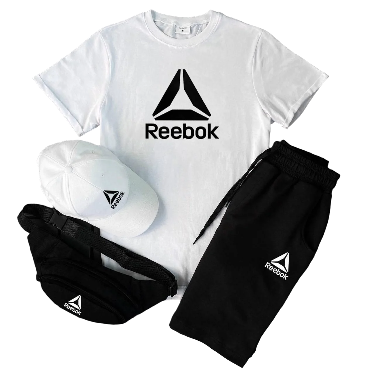 Комплект мужской Reebok футболка/кепка/сумка/шорты L (14926525) - фото 1