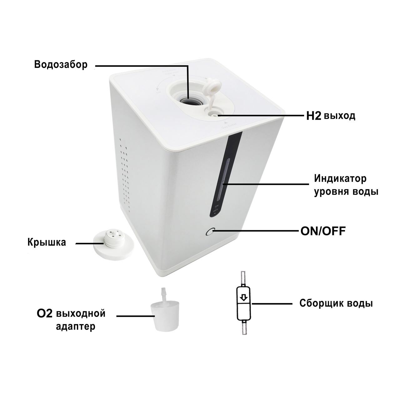 Водородный генератор для ингаляций 150 мл/мин Белый (0027) - фото 7