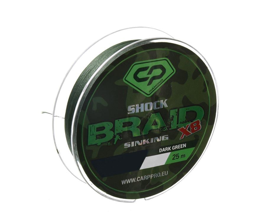 Шок-лідер Carp Pro Shock Braid PE X8 0,16 мм 25 м Dark Green