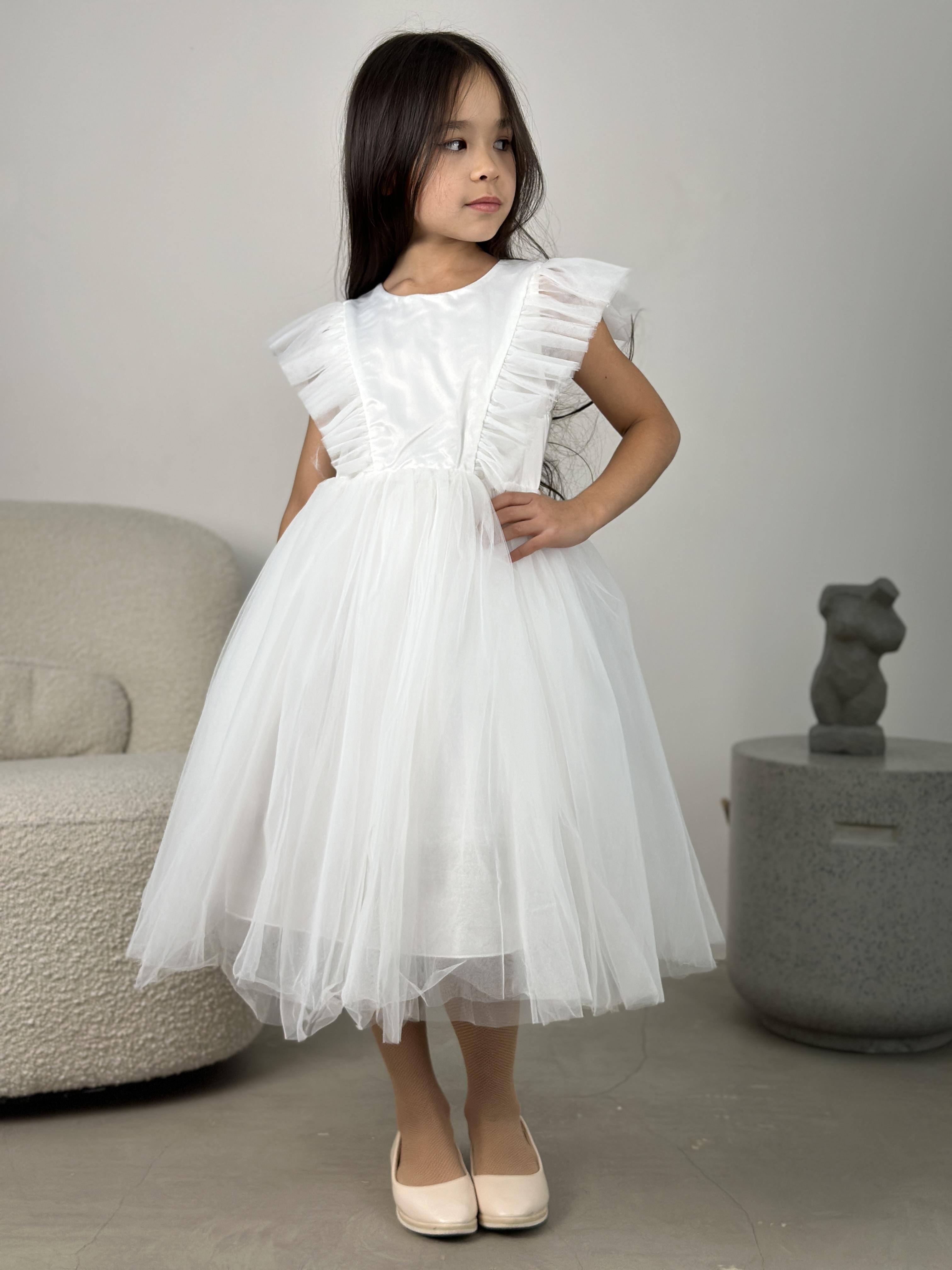 Платье очаровательное для девочек KatyKids Полина из фатина 140 см Белый (11037010920)
