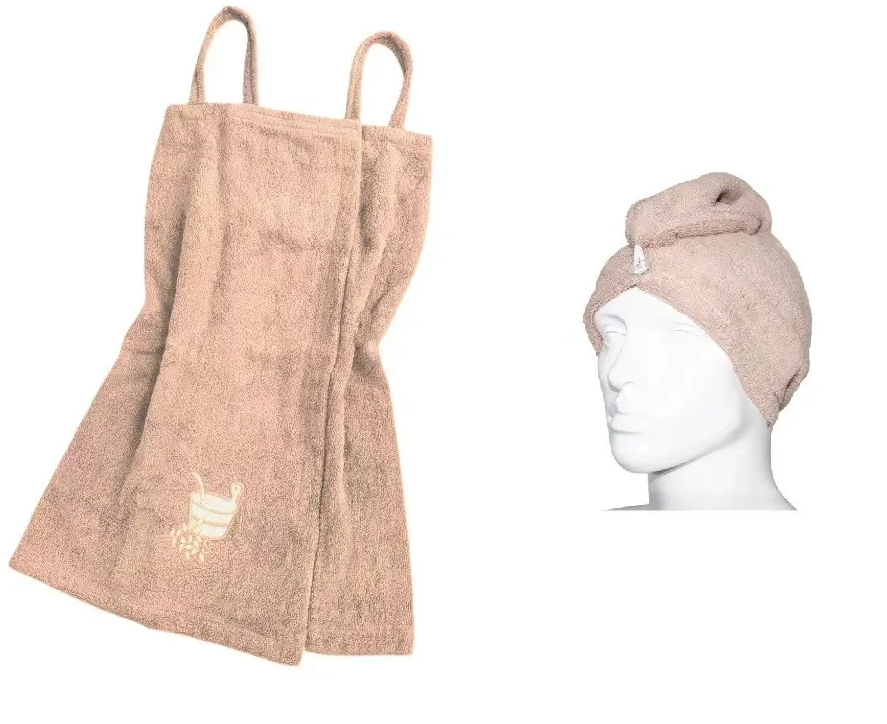 Набір сарафан жіночий для сауни і шапочка чалма