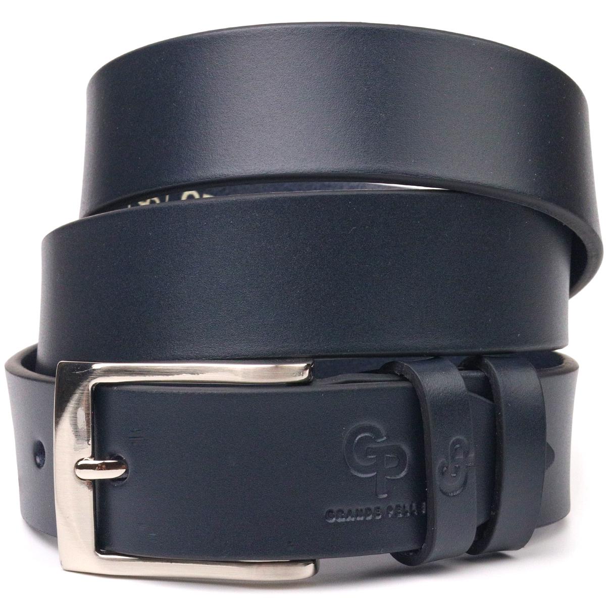 Ремінь чоловічий брючний Grande Pelle Leather Belt 21450 шкіряний Синій