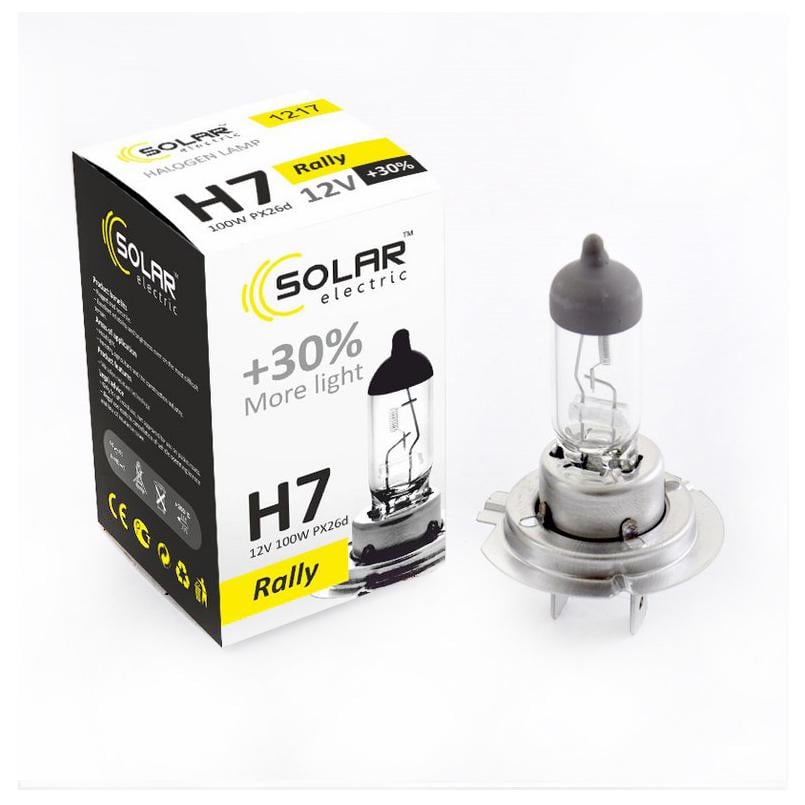 Автолампа галогенная Solar H7 +30% 12V 1217
