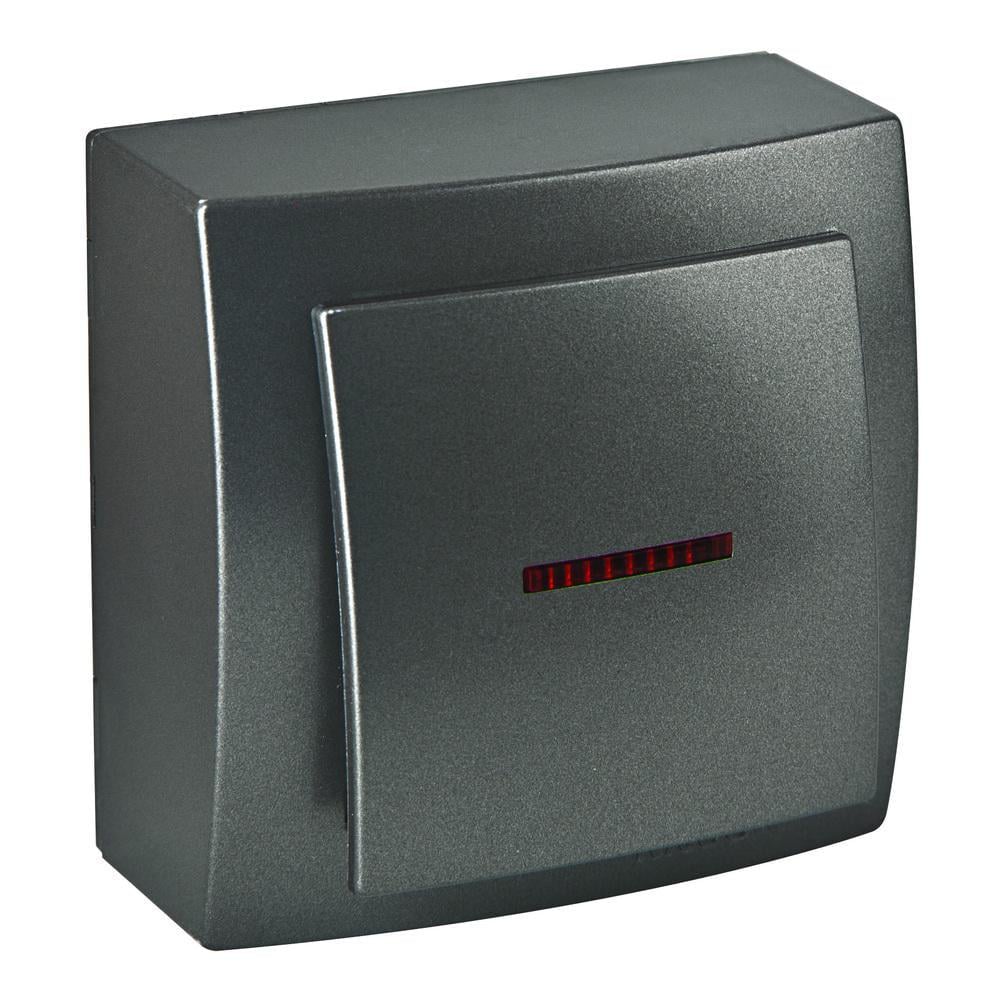 Вимикач одноклавішний Nilson Themis з підсвіткою Антрацит (26161002)