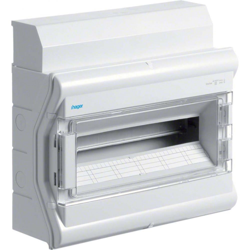 Щит розподільчий накладний Hager VECTOR на 18/20 модулів з прозорими дверцятами IP65 (28176805)