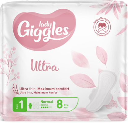 Гигиенические прокладки Giggles Lady Ultra Normal 4 капли 8 шт.