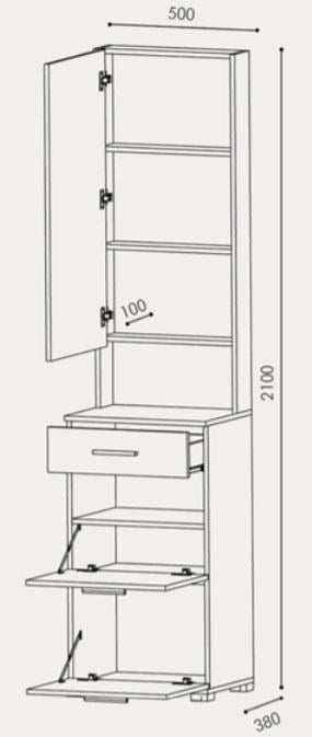 Тумба для взуття Еверест Бриз 38х50х210 см Венге темний/Дуб молочний - фото 2