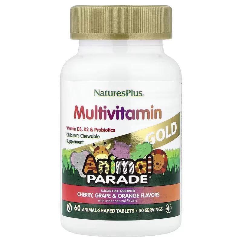 Мультивитамины для детей NaturesPlus Animal Parade Gold 60 таблеток в форме животных
