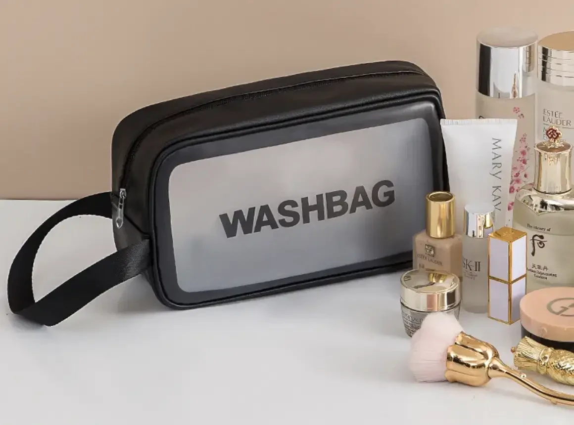 Косметичка-органайзер водонепроникна прозора S 22x8x13 см Чорний (2511916383) - фото 8