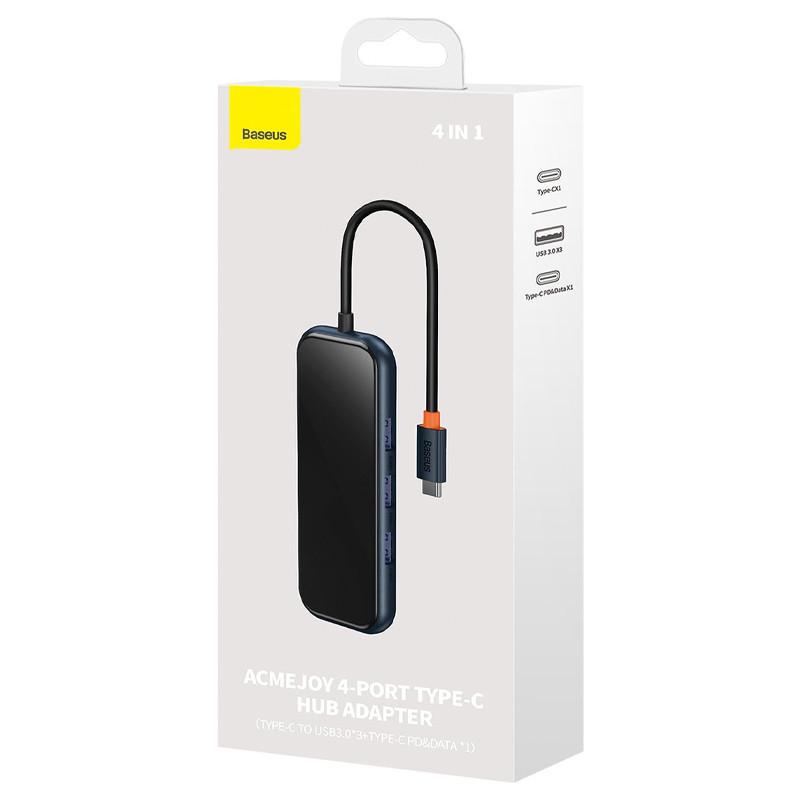 Переходник BASEUS Hub AcmeJoy 4-Port Type-C USB3.0х3/Type-C PD&Dataх1 Dark gray (WKJZ) - фото 5