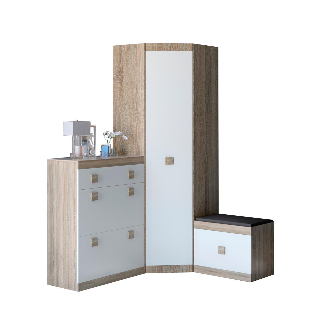 Прихожая модульная Эверест Соната комплект 15 3 элемента Дуб сонома/Белый (DTM-2528)