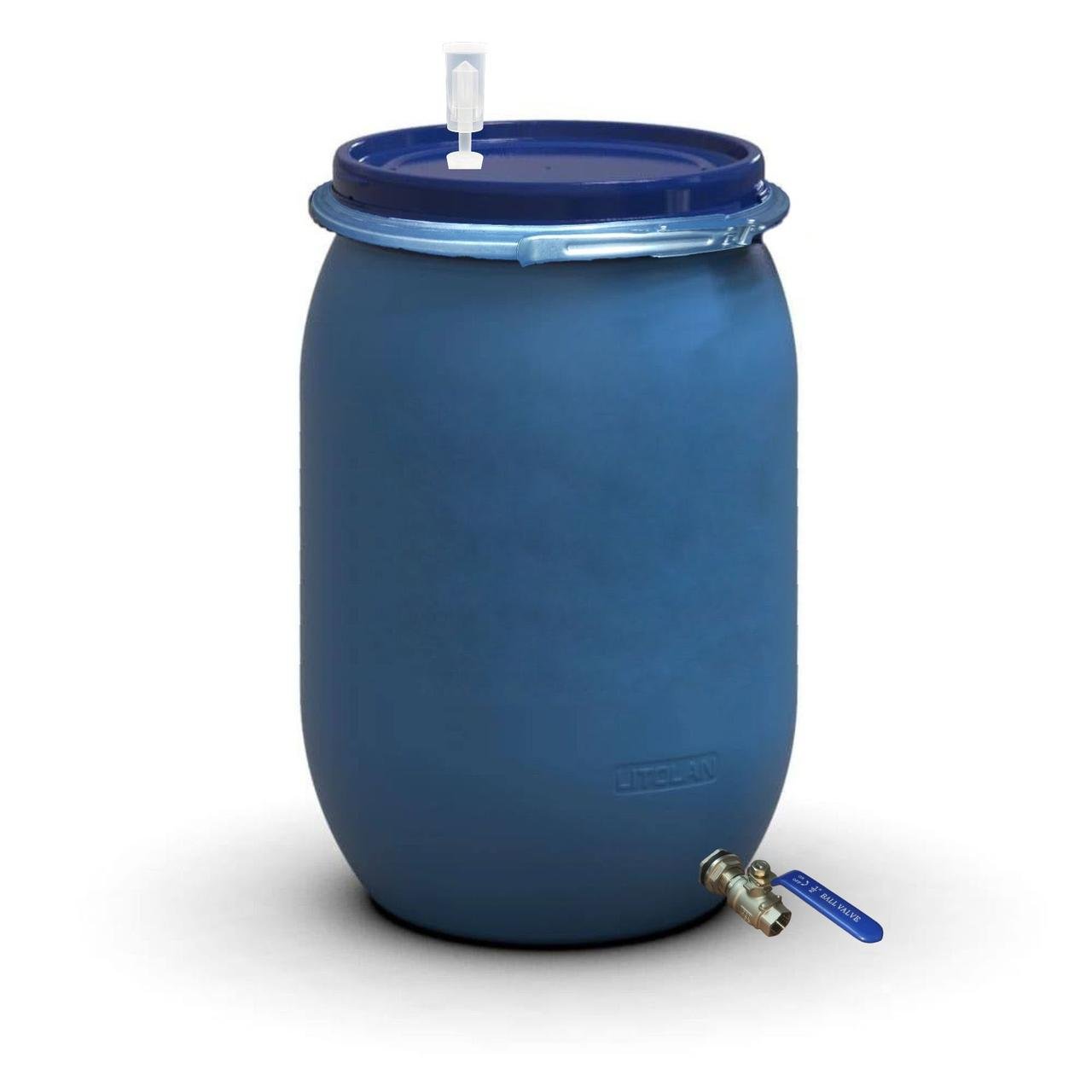 Бочка для брожения Litolan с гидрозатвором U металлическим хомутом и краном 1/2" из нержавеющей стали AISI 304 150 л (276122М)