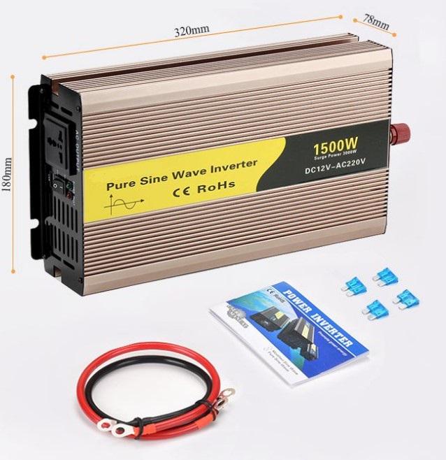 Автомобильный инвертор Pure Sine Wave Inverter 12-220 В 1500 Вт с чистой синусоидой (2104618826) - фото 3 Автомобильный инвертор Pure Sine Wave Inverter 12-220 В 1500 Вт с чистой синусоидой (2104618826) - фото 3