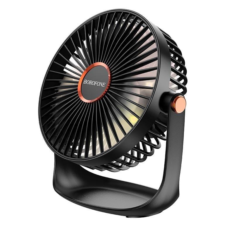 Вентилятор настольный USB Type-C Borofone DBF02 с LED подсветкой 2400 мА/ч/5 скоростей до 10 часов Черный (631942)