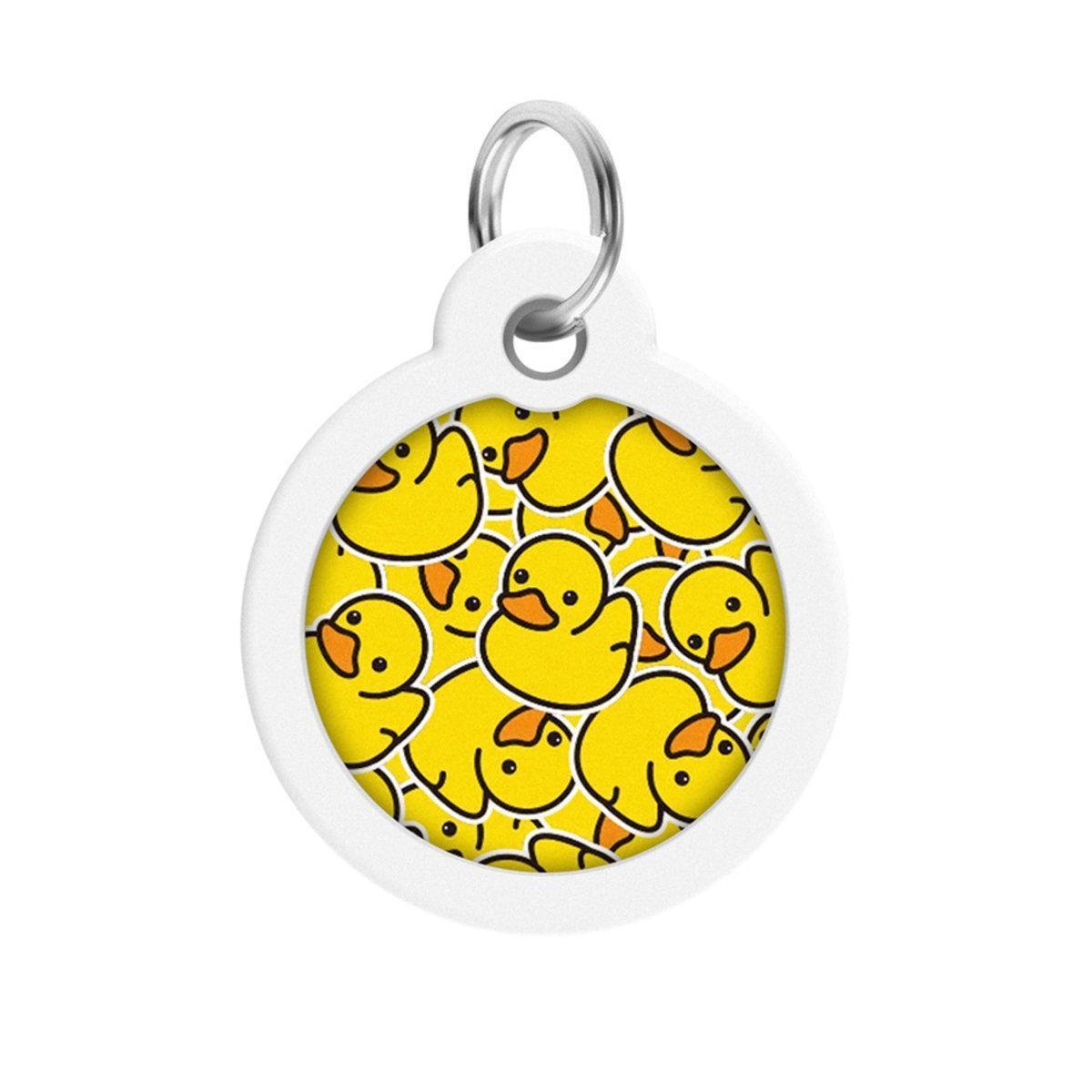 Адресник металлический для собак и кошек Waudog Smart ID Утки с QR паспортом круг 30 мм (230-0204 Col)