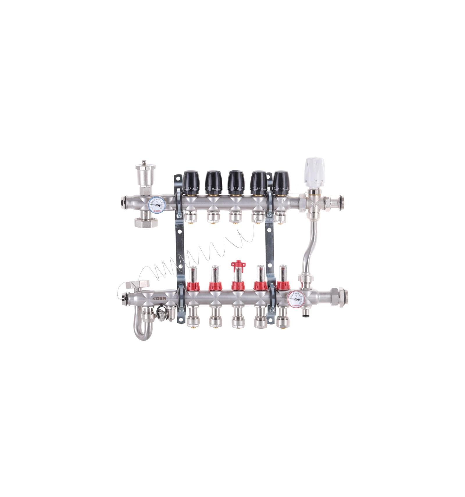 Колектор із вбудованим змішувальним вузлом Koer KR.S1013-5 та євроконусами 5 виходів (KR2948) Колектор із вбудованим змішувальним вузлом Koer KR.S1013-5 та євроконусами 5 виходів (KR2948)