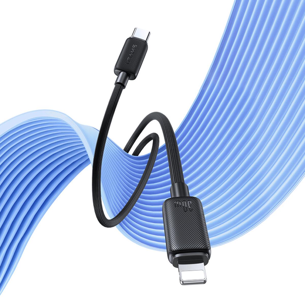 Кабель Usams US-SJ692 30W Striped Data Cable Type-C to Lightning KY Series Black (20799847) - фото 4