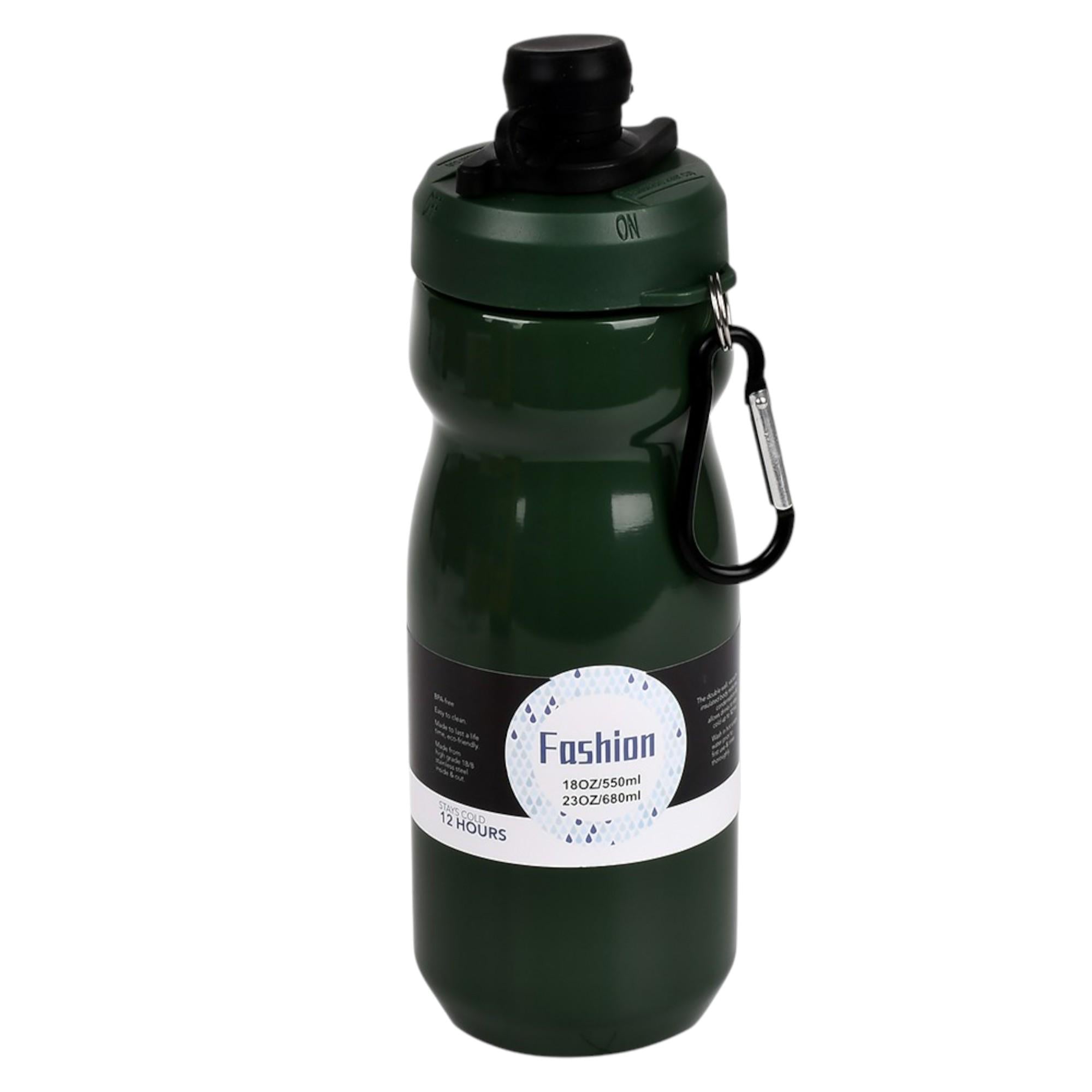 Термос-поилка с карабином Fashion For bike 550 мл Темно-зеленый (MT-5348-0.5)
