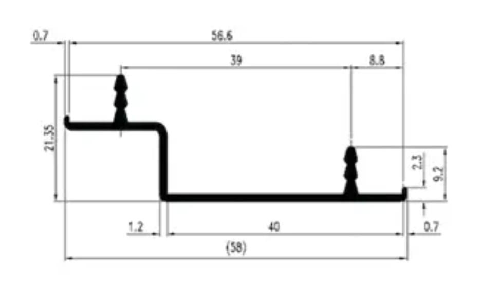 Алюминиевый профиль на торец дверного полотна Standart Prof анодированный 58х3000 мм Серый - фото 2