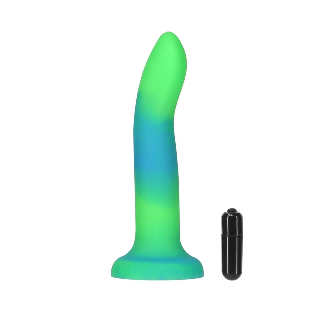 Фаллоимитатор сияющий на присоске с вибропулей Addiction Rave 8" Silicone Toy Collection 20,3 см Голубой с зеленым (41191) Фаллоимитатор сияющий на присоске с вибропулей Addiction Rave 8" Silicone Toy Collection 20,3 см Голубой с зеленым (41191)