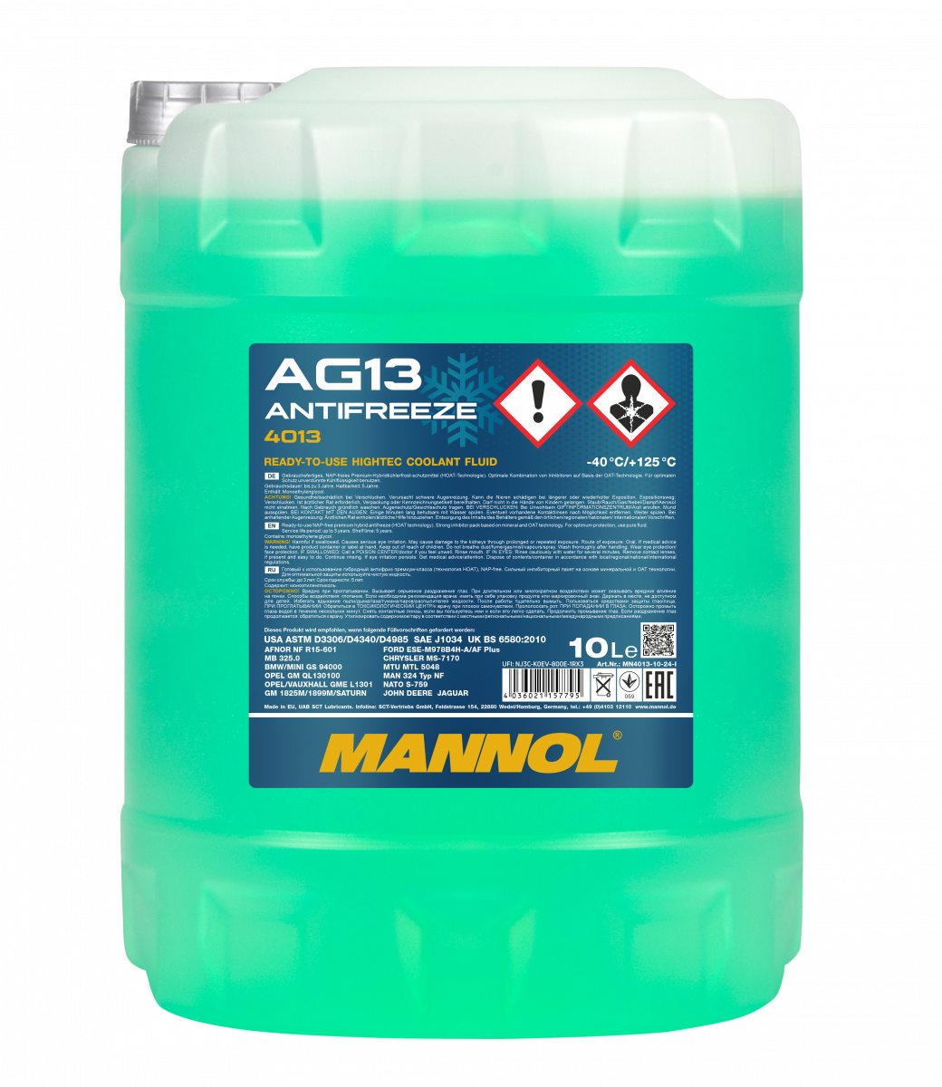 Антифриз Mannol 4013 Longterm Antifreeze AG13 -40°C готовий розчин 10 л Зелений (MN4013-10) Антифриз Mannol 4013 Longterm Antifreeze AG13 -40°C готовий розчин 10 л Зелений (MN4013-10)