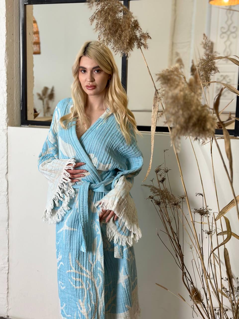 Халат-кимоно женский one size Морской - фото 2 Халат-кимоно женский one size Морской - фото 2