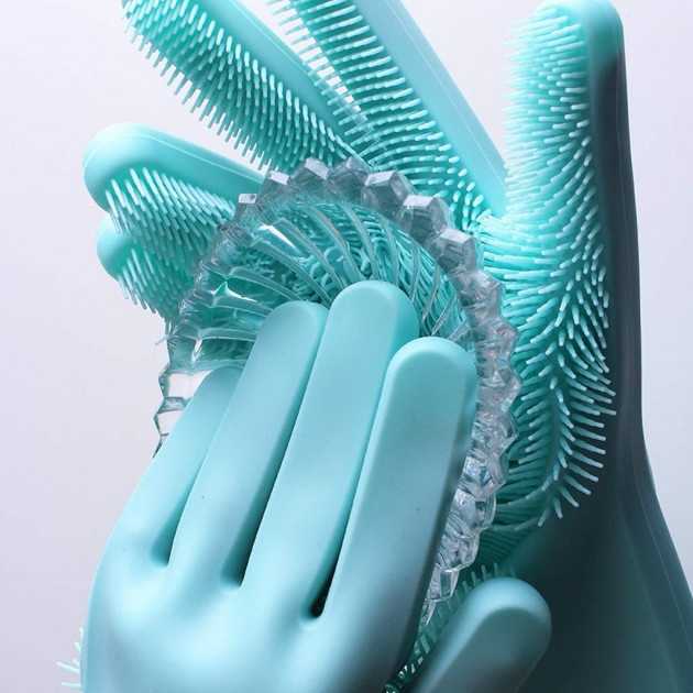 Перчатки силиконовые Magic Silicone Gloves Turquoise для быта/уборки/чистки/мытья посуды (14673353) - фото 4 Перчатки силиконовые Magic Silicone Gloves Turquoise для быта/уборки/чистки/мытья посуды (14673353) - фото 4