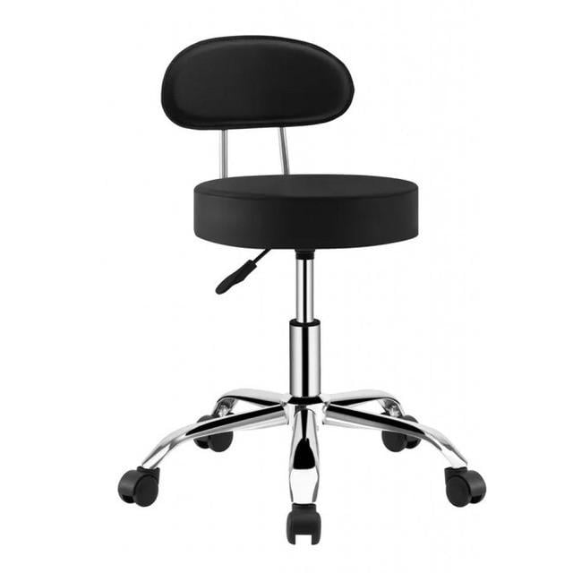 Кресло-табурет на колесах Bonro B-491 со спинкой круглое Черный (2670148613)