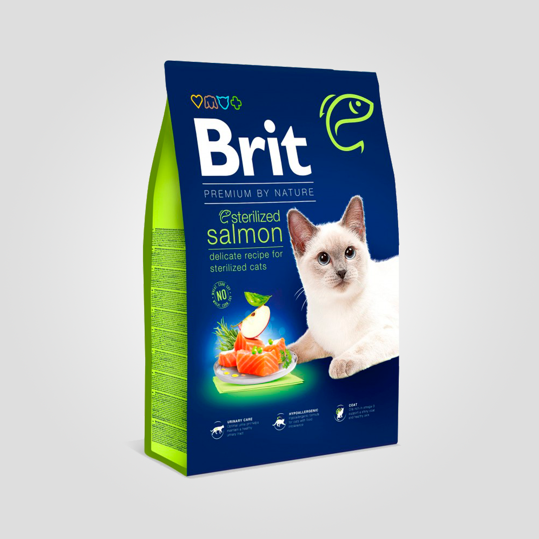 Корм сухой Brit Premium Cat Nature Sterilised Salmon для стерилизованных кошек с лососем 8 кг (20504416)
