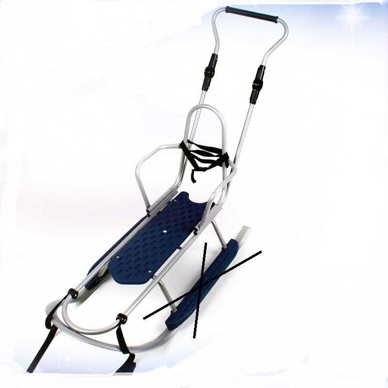 Санки с сиденьем Piccolino 130 со спинкой и ручкой с регулировкой Серый