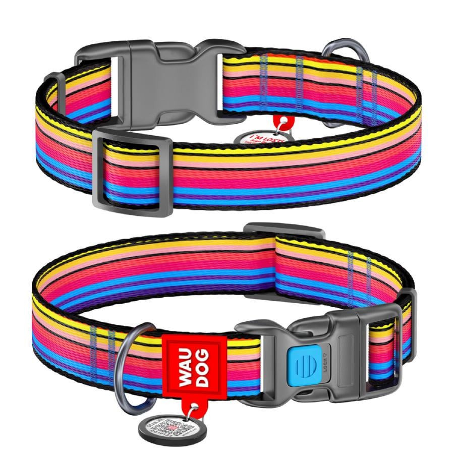 Нашийник для собак нейлоновий Waudog Nylon Лінія 1 з QR паспортом пластиковий фастекс XL 25 мм 35-58 см Нашийник для собак нейлоновий Waudog Nylon Лінія 1 з QR паспортом пластиковий фастекс XL 25 мм 35-58 см