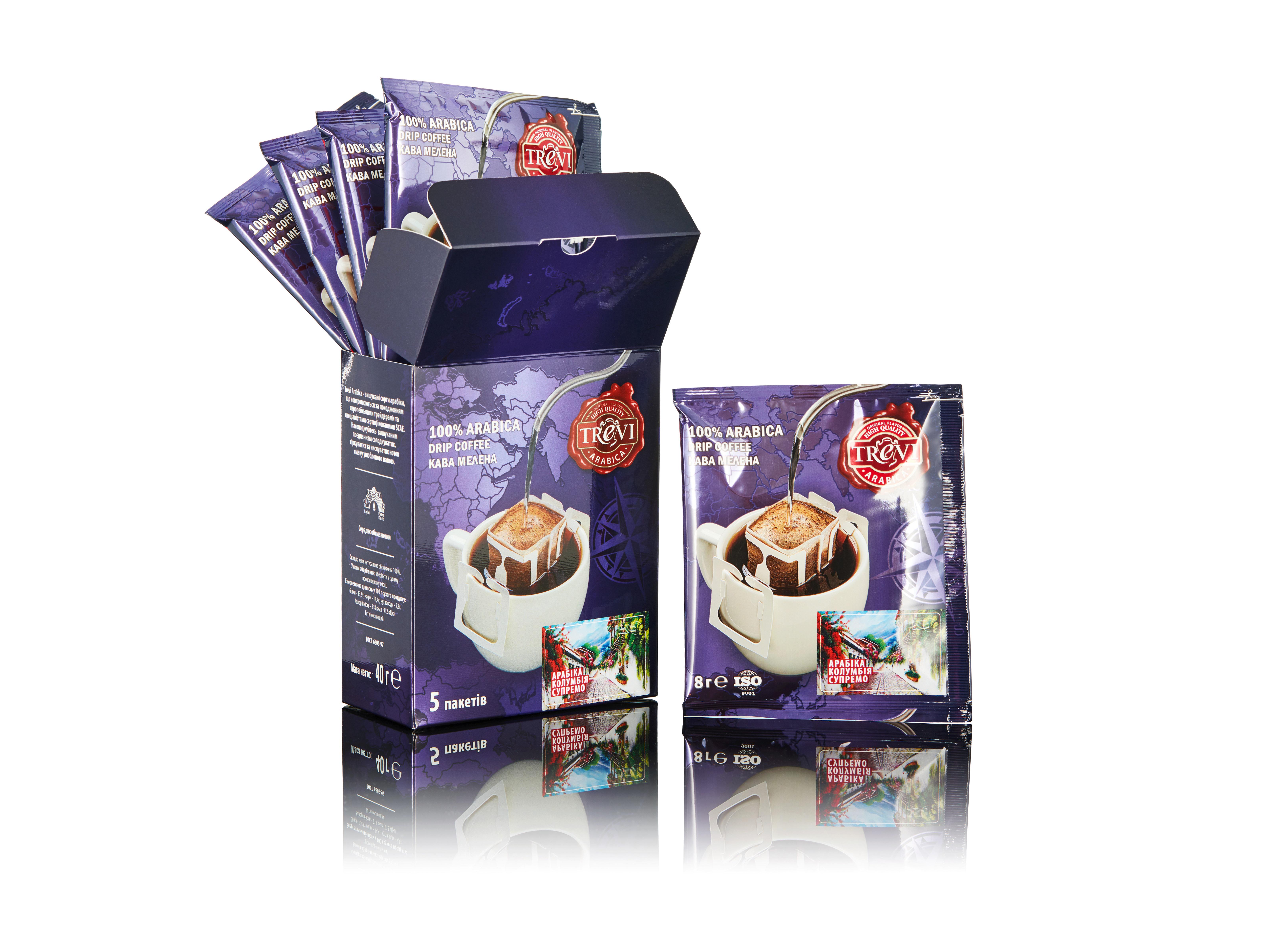 Дріп-кава Trevi Арабіка Колумбія Супремо 8 г x 5 шт. (4820140051023) - фото 3