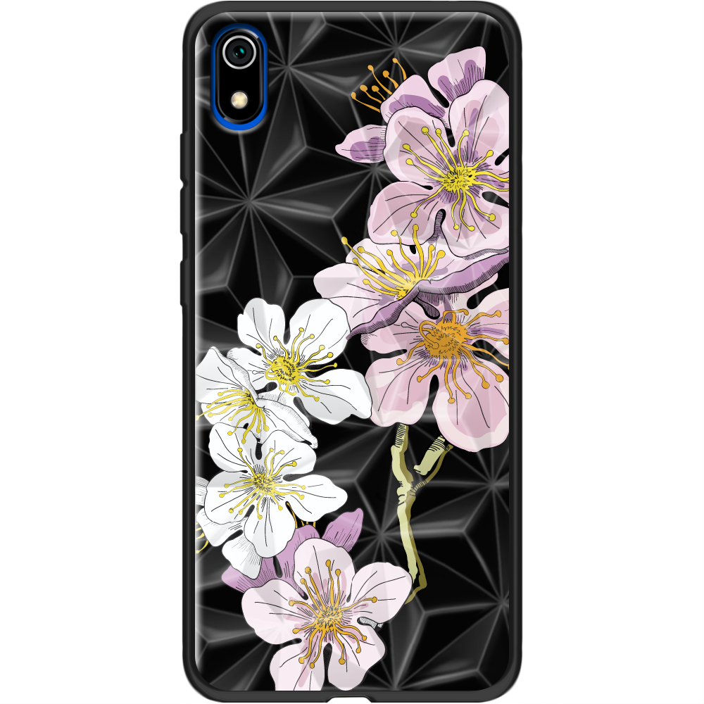 Чехол Boxface Xiaomi Redmi 7A Cherry Blossom Черный силикон с призмой (37400-cc4-37869)