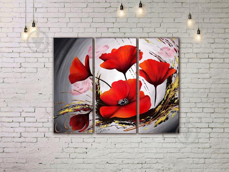 Модульная картина акрилом цветы ArtStar MHM17_3_216 размер 60 х 90 см