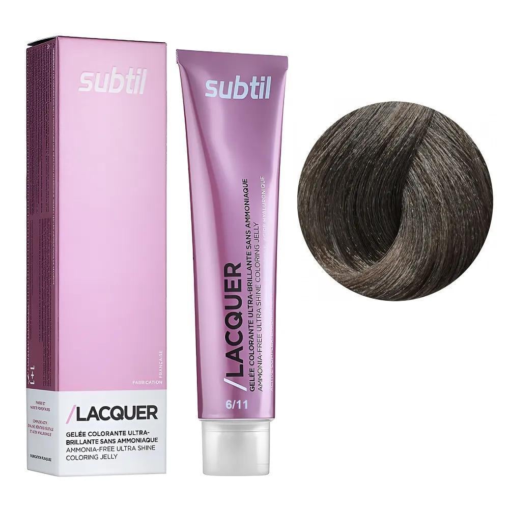 Краска гелевая безаммиачная для волос Subtil Lacquer 6.11 Темный блондин глубокий пепельный 60 мл