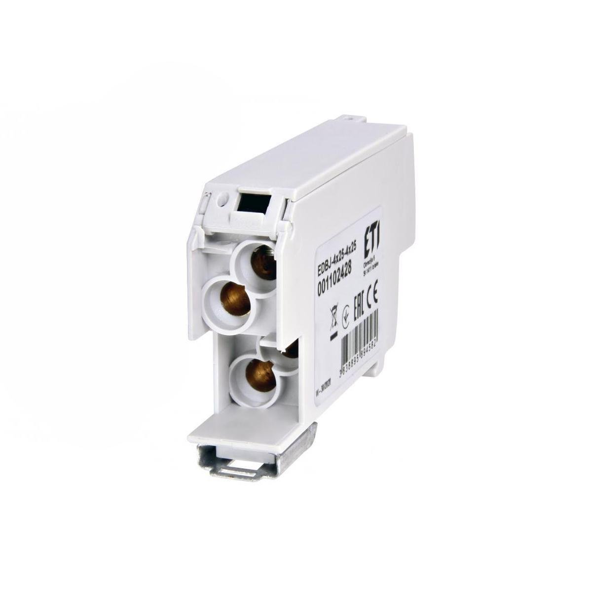 Блок розподільний ETI EDBJ-4x25-4x25 100A вхід 4x25 мм2 вихід 4x25 мм2 на DIN-рейку (1102428)